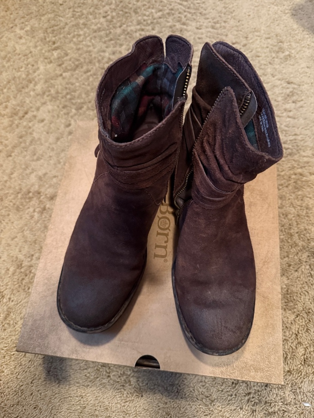 Born Women's Dark Brown Suede Ankle Booties